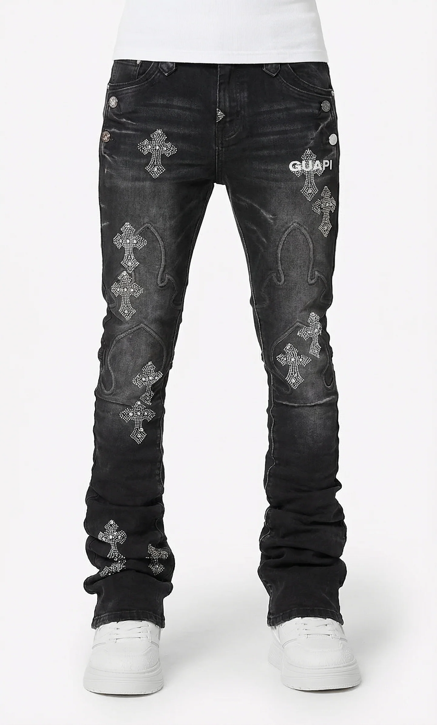 Obsidian Black Faded Cross Denim